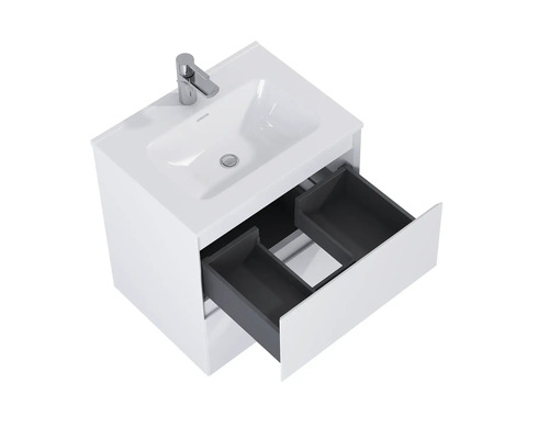 Dulap de lavoar cu sertar deschis și chiuvetă