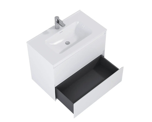 Mobilier de lavabo cu sertar deschis și baterie