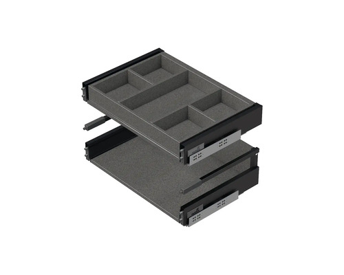 Două elemente de sertar cu șine extractibile