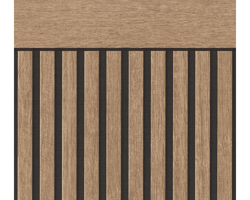 Panou de perete cu aspect de lemn și lamele verticale