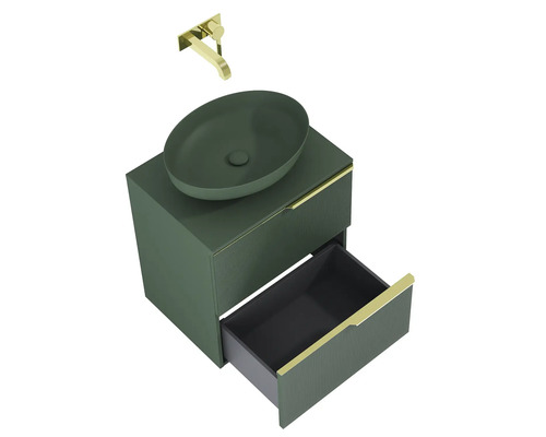 Combinație lavoar cu lavoar, dulap inferior cu sertar și armătură pentru baie