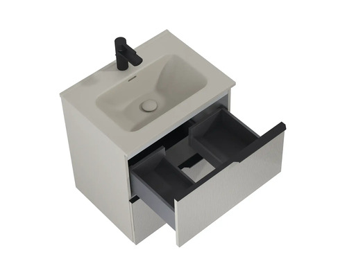 Mobilier de lavoar cu element de sertar deschis și robinet