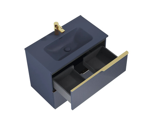 Dulap inferior de lavoar cu sertar deschis și chiuvetă