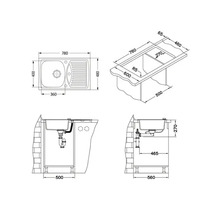 Desen tehnic al unei chiuvete cu dimensiuni