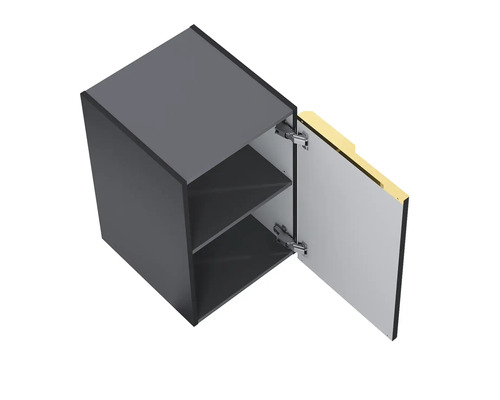 Dulap suspendat cu ușă deschisă și două rafturi