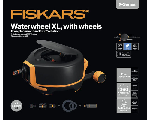 Fiskars Tambur furtun XL cu roți, plasare liberă și rotație de 360 de grade