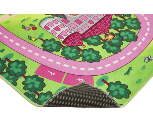 Covor de joacă cu motiv de castel și design de drum