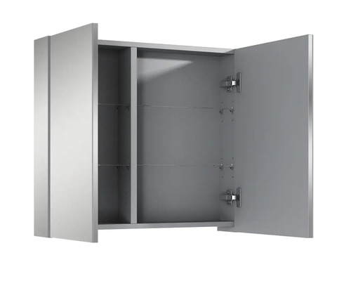 Dulap de oglindă deschis cu rafturi de sticlă