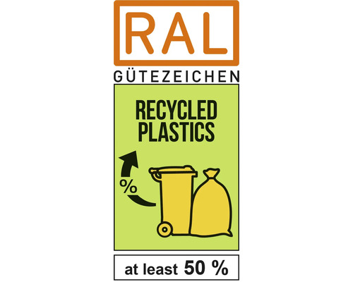 Marca de calitate RAL Recycled Plastics, minim 50%