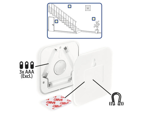 Lumină LED cu baterii pentru montare pe perete cu fixare magnetică