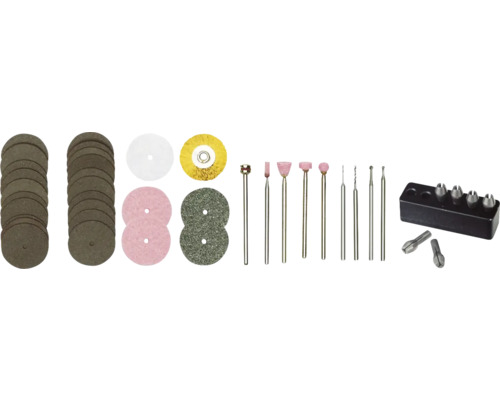 Set de accesorii pentru scule multifuncționale cu discuri de șlefuit, discuri de lustruire, vârfuri de șlefuit, burghie și mandrine