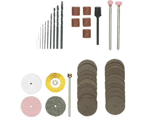 Set de accesorii pentru scule de șlefuit cu diverse accesorii de șlefuit, burghie și unelte de lustruit
