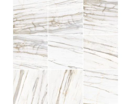 Mostră de plăci albe cu aspect de marmură