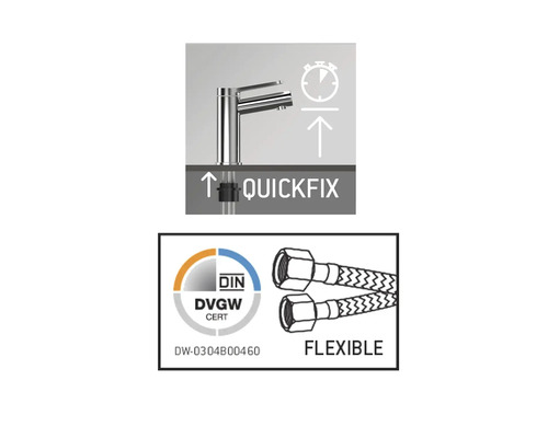 Simboluri pentru montare rapidă, flexibilitate și aprobare pentru apă potabilă