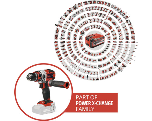 Mașină de găurit și înșurubat cu acumulator ca parte a familiei Power X-Change