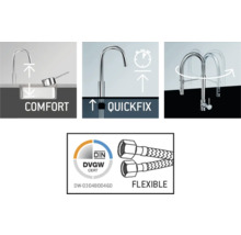 Confort, Quickfix, flexibil și certificare DVGW pentru o baterie de bucătărie