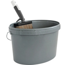 Găleată gri cu vopsea și pensulă