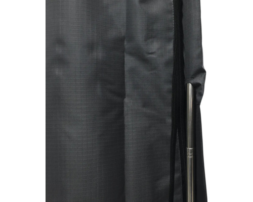 Vizualizare detaliată a unei huse de protecție cu fermoar și bară metalică