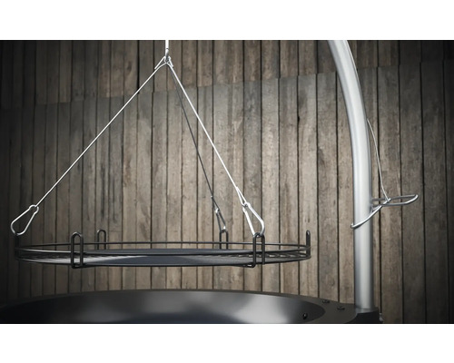 Grătar rotativ cu grătar și sistem de suspensie