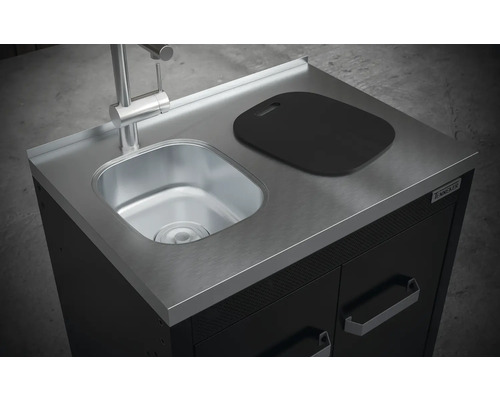 Chiuvetă de grădină cu blat, baterie de chiuvetă și tocător