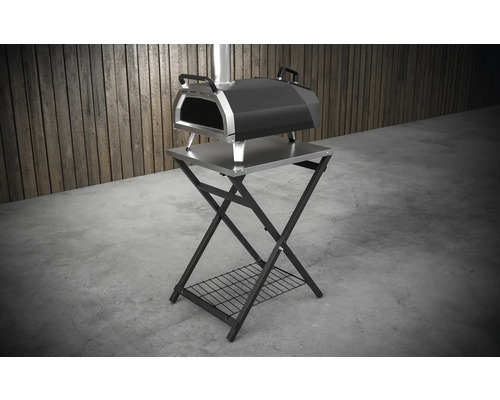 Cuptor de pizza cu extracție pe un suport pliabil