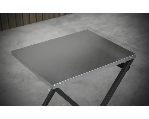 Măsuță de camping argintie cu cadru închis la culoare