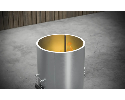 Coloană de foc din oțel inoxidabil cu material de ardere în interior