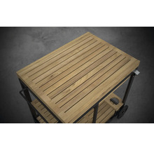 Cărucior de servire cu blat din lemn și cadru metalic