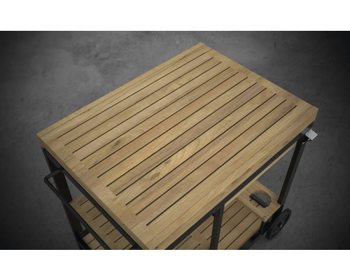 Cărucior de servire cu blat din lemn și cadru metalic