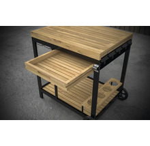 Cărucior grătar cu sertar, raft și suport pentru băuturi