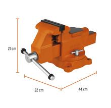 Menghină de banc cu dimensiunile de 21 cm înălțime, 22 cm lățime și 44 cm lungime.