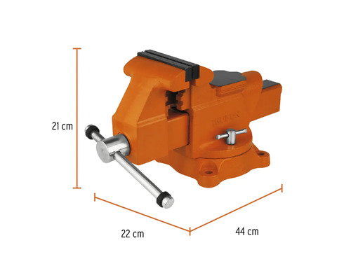 Menghină de banc cu dimensiunile de 21 cm înălțime, 22 cm lățime și 44 cm lungime.