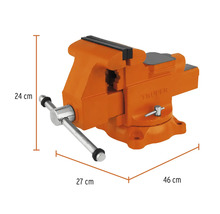 Menghină portocalie cu dimensiunile de 24 cm înălțime, 27 cm lățime și 46 cm lungime.