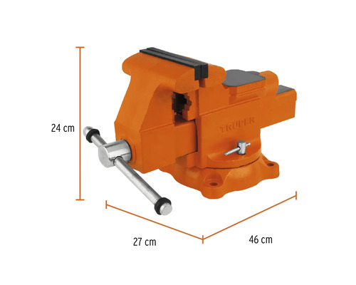 Menghină portocalie cu dimensiunile de 24 cm înălțime, 27 cm lățime și 46 cm lungime.