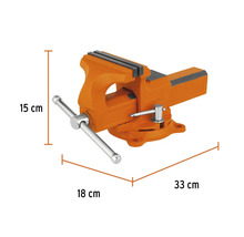 Menghină de banc cu dimensiunile de 15 cm înălțime, 18 cm lățime și 33 cm lungime.
