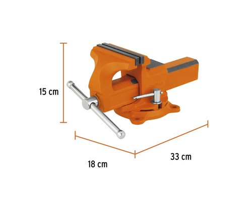 Menghină de banc cu dimensiunile de 15 cm înălțime, 18 cm lățime și 33 cm lungime.
