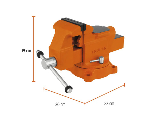 Menghină de banc cu dimensiunile de 19 cm înălțime, 20 cm lățime și 32 cm adâncime.