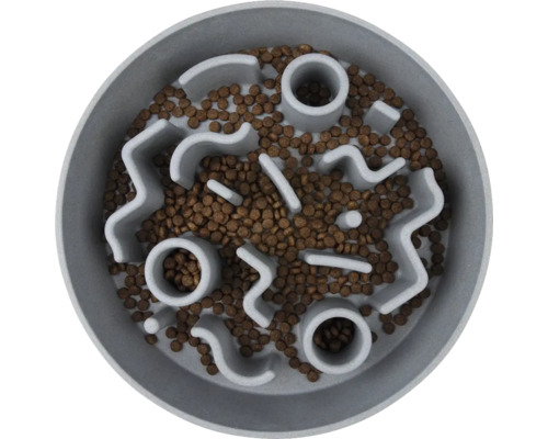 Castron gri pentru câini cu labirint încorporat și hrană