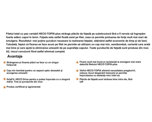 Avantajele șuruburilor pentru fațadă HECO-TOPIX-plus