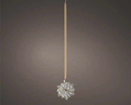 Decorațiune de brad în formă de stea cu iluminare și panglică de agățat