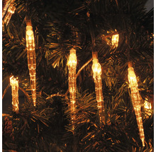 Șir de lumini cu țurțuri pe un pom de Crăciun