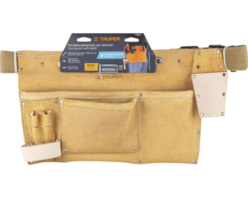 Geantă de scule din piele cu curea și nouă compartimente de la Truper