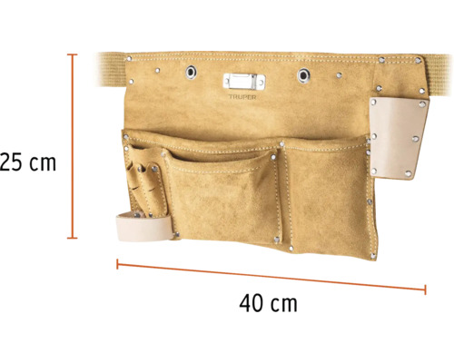 Curea din piele pentru scule cu mai multe buzunare, 40 pe 25 centimetri