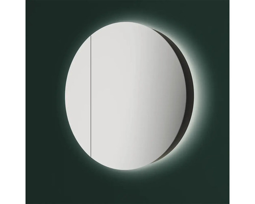 Dulap rotund cu oglindă și iluminare pentru baie