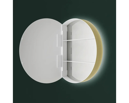 Dulap de oglindă rotund deschis cu rafturi