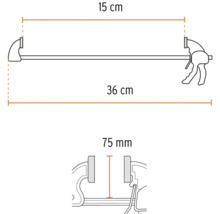 Desen tehnic al unui clește cu șurub cu dimensiuni