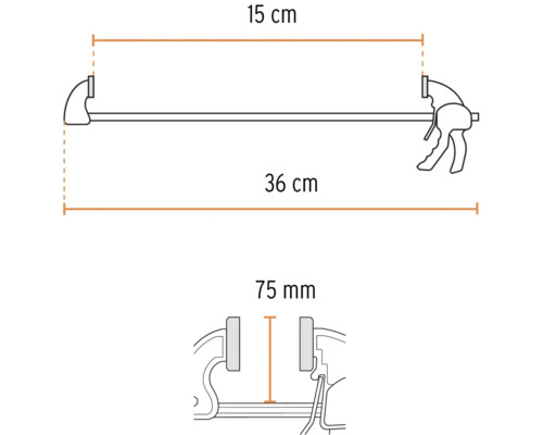 Desen tehnic al unui clește cu șurub cu dimensiuni