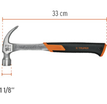 Ciocan de tâmplărie cu o lungime de 33 cm și o dimensiune a capului de 1 1/8 inch.