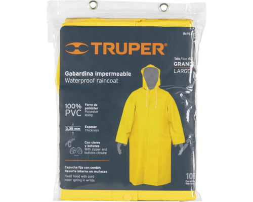 Pelerina de ploaie galbenă Truper ambalată, mărimea Large