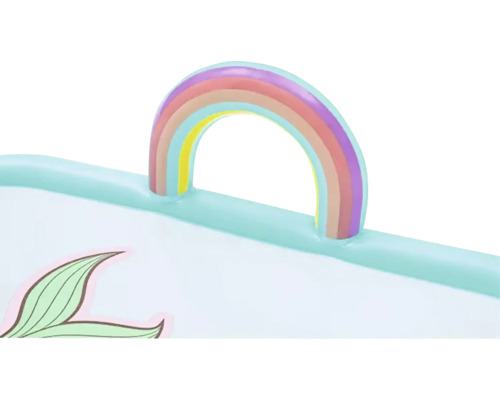 Vedere detaliată a unei tăvi cu motiv curcubeu și model de frunze